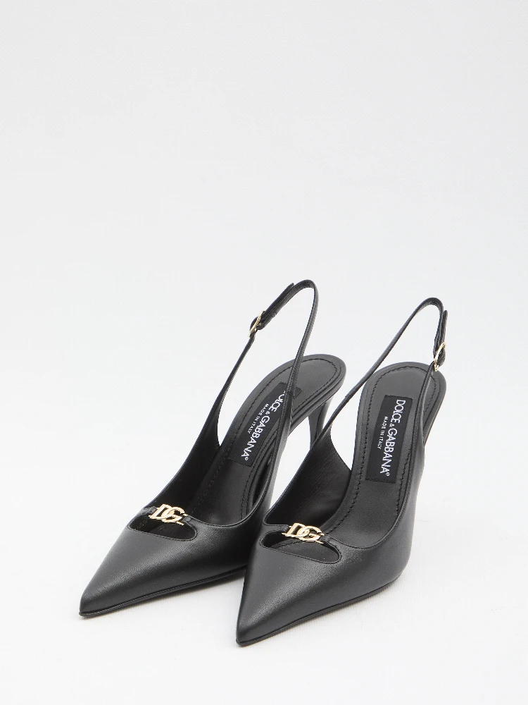Slingback pumps in silk nappa alternative
