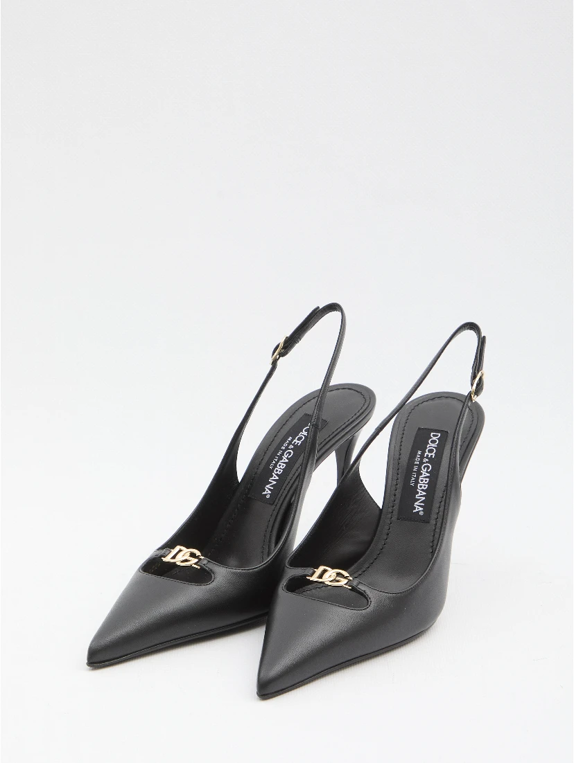 Slingback pumps in silk nappa