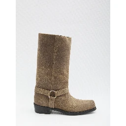 High biker boots in suede