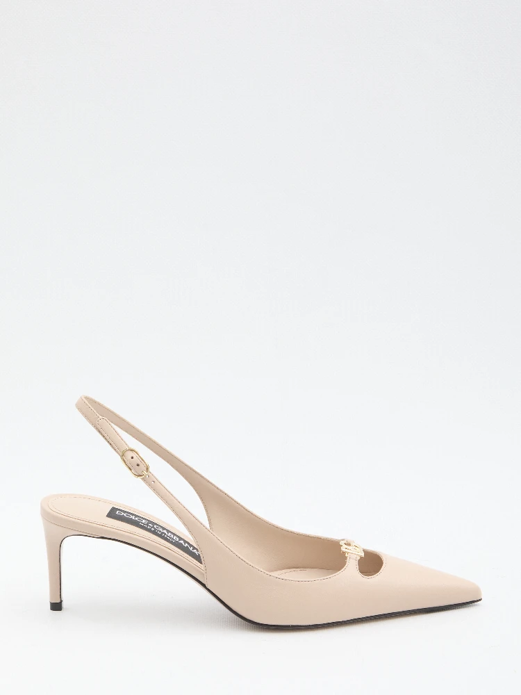 Slingback pumps in silk nappa