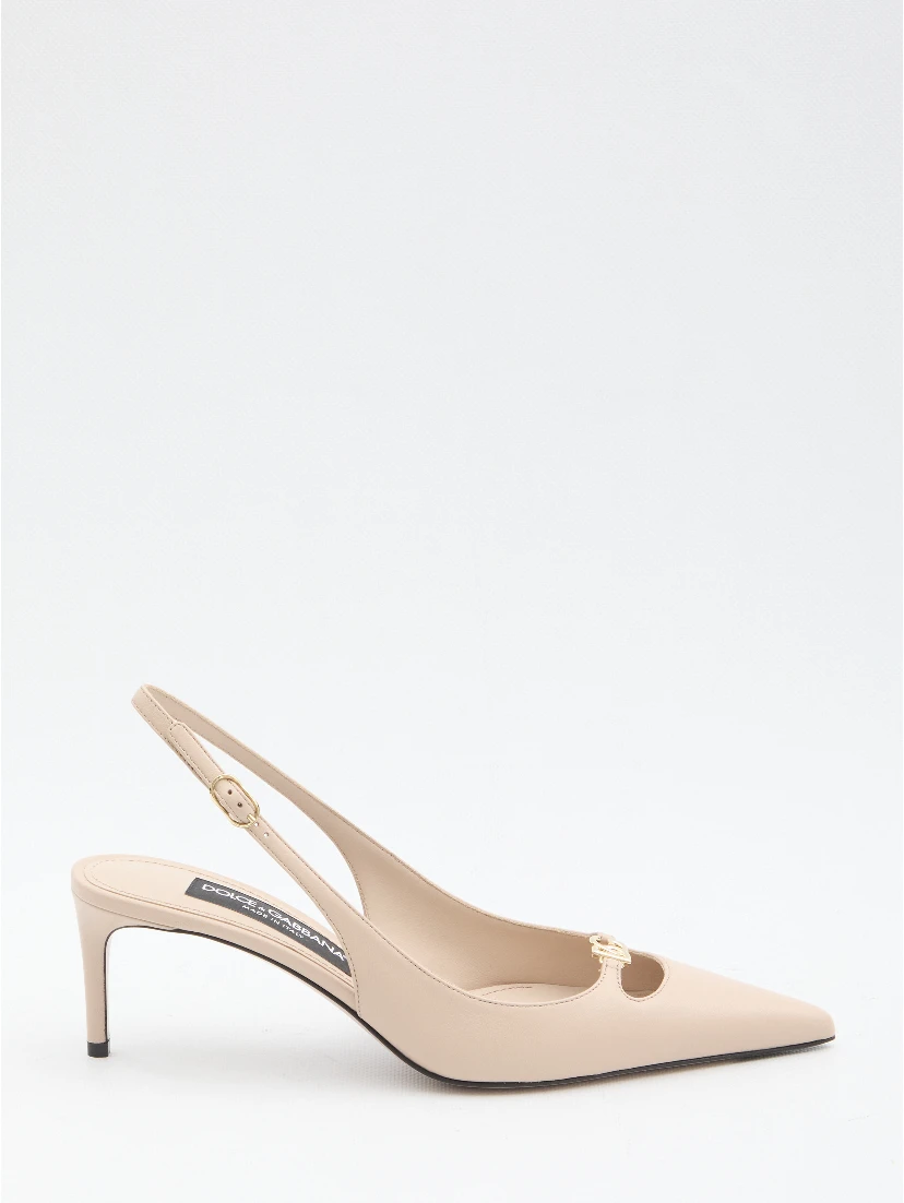 Slingback pumps in silk nappa