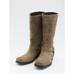 High biker boots in suede