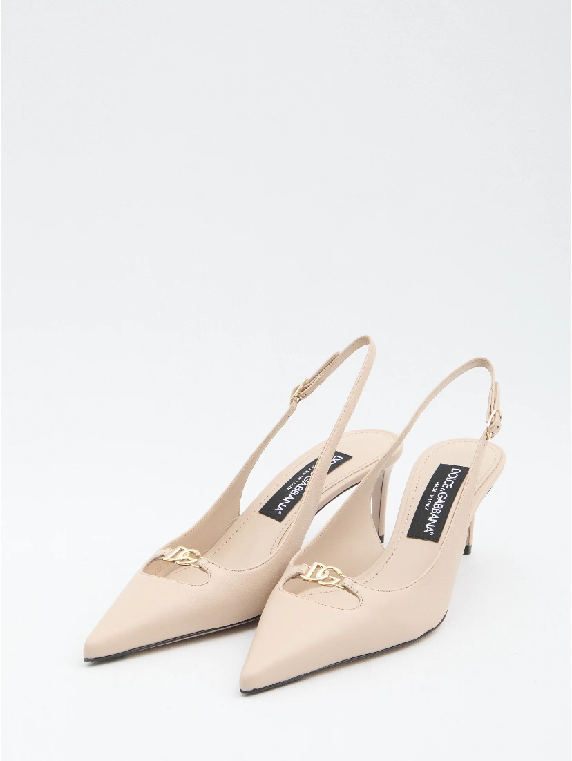 Slingback pumps in silk nappa