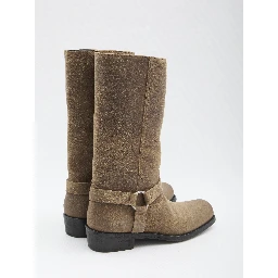 High biker boots in suede