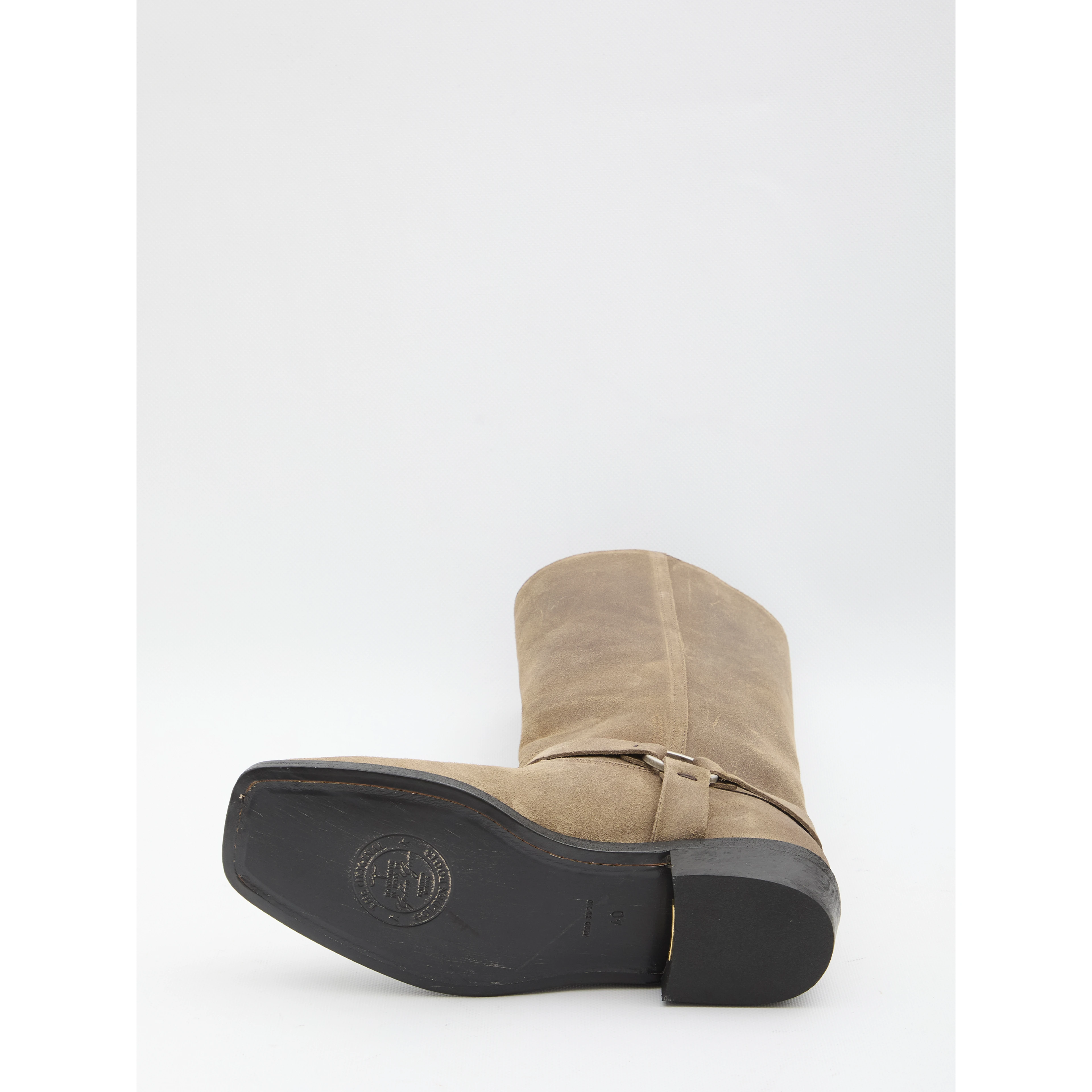 High biker boots in suede