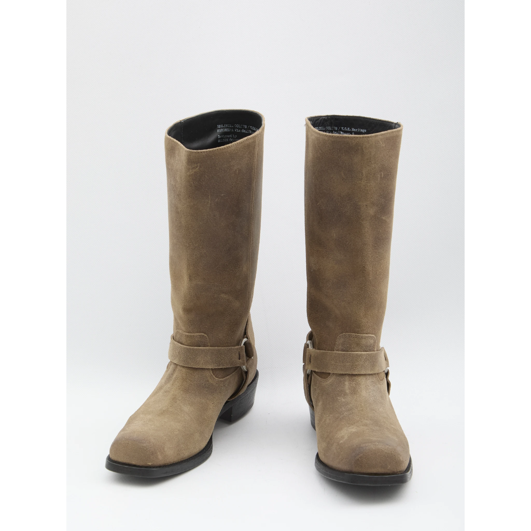 High biker boots in suede