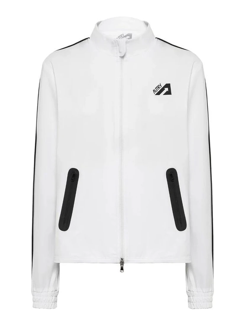 White Elastane Shell Jacket