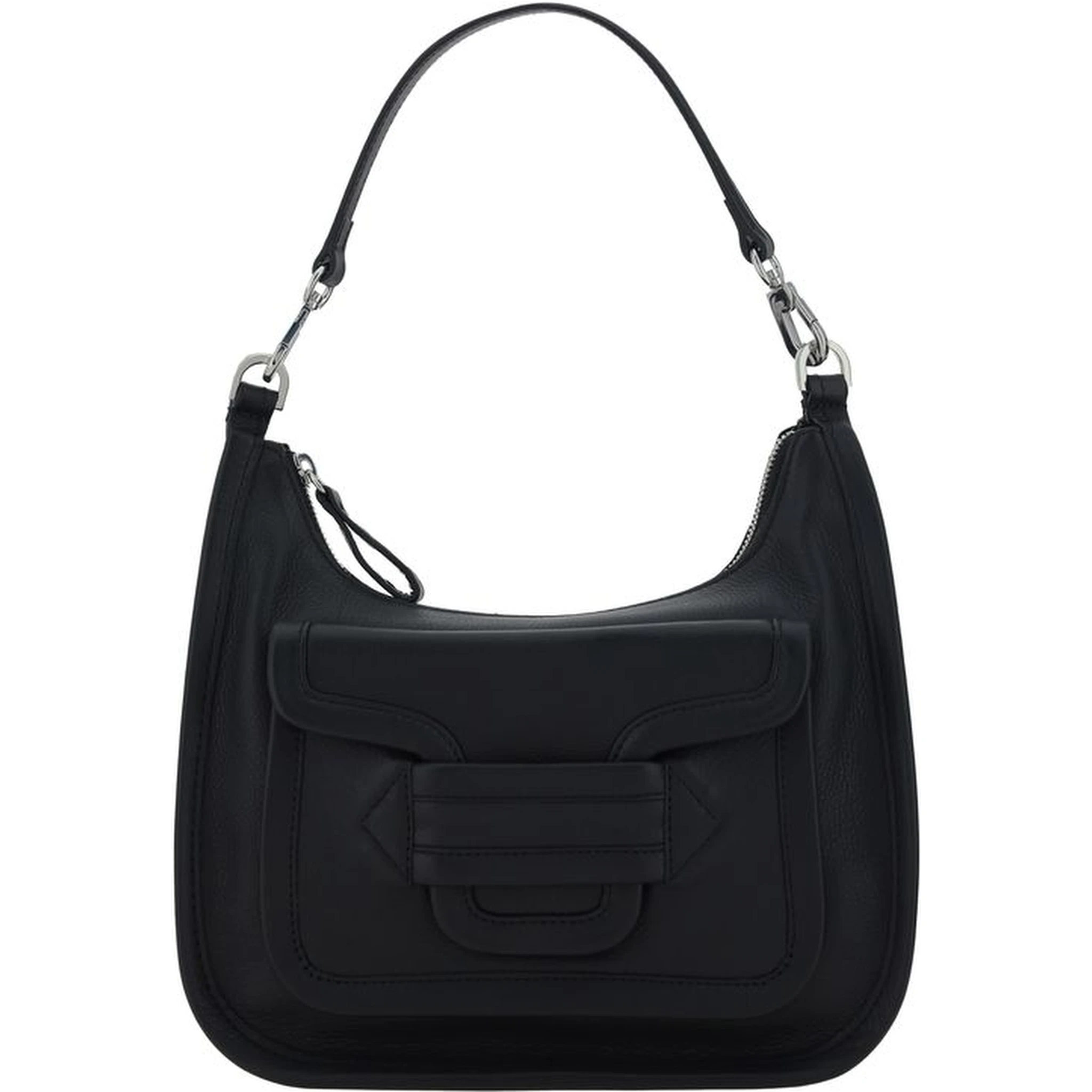 حقيبة كتف بوس توروس من جلد العجل الأسود