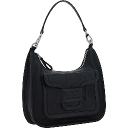 حقيبة كتف بوس توروس من جلد العجل الأسود