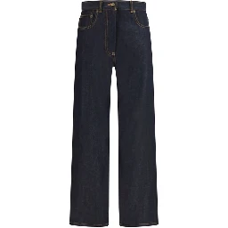 بنطلون جينز أزرق قطني بقصة مستقيمة