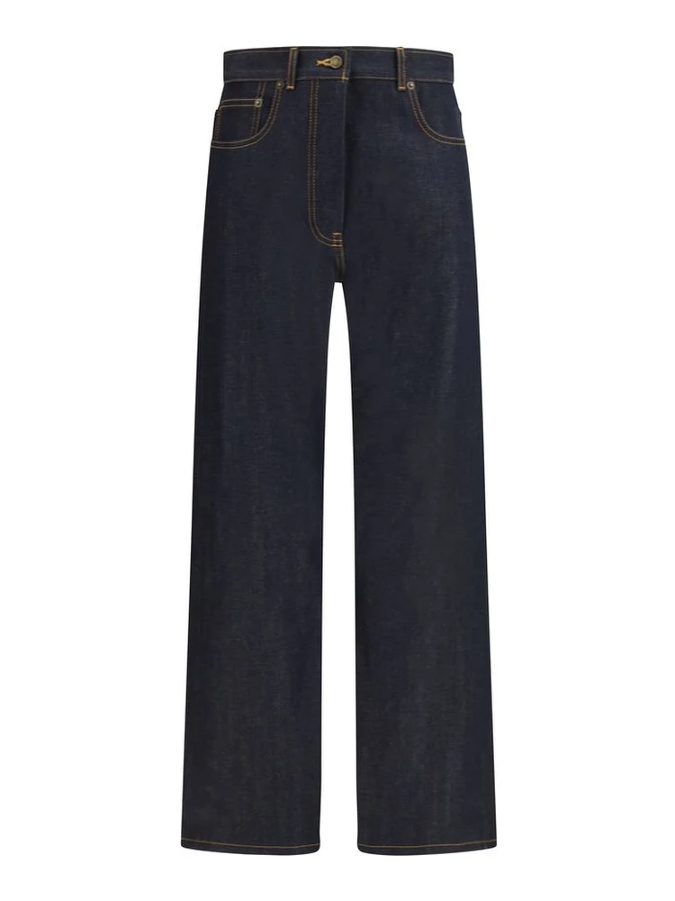 بنطلون جينز أزرق قطني بقصة مستقيمة