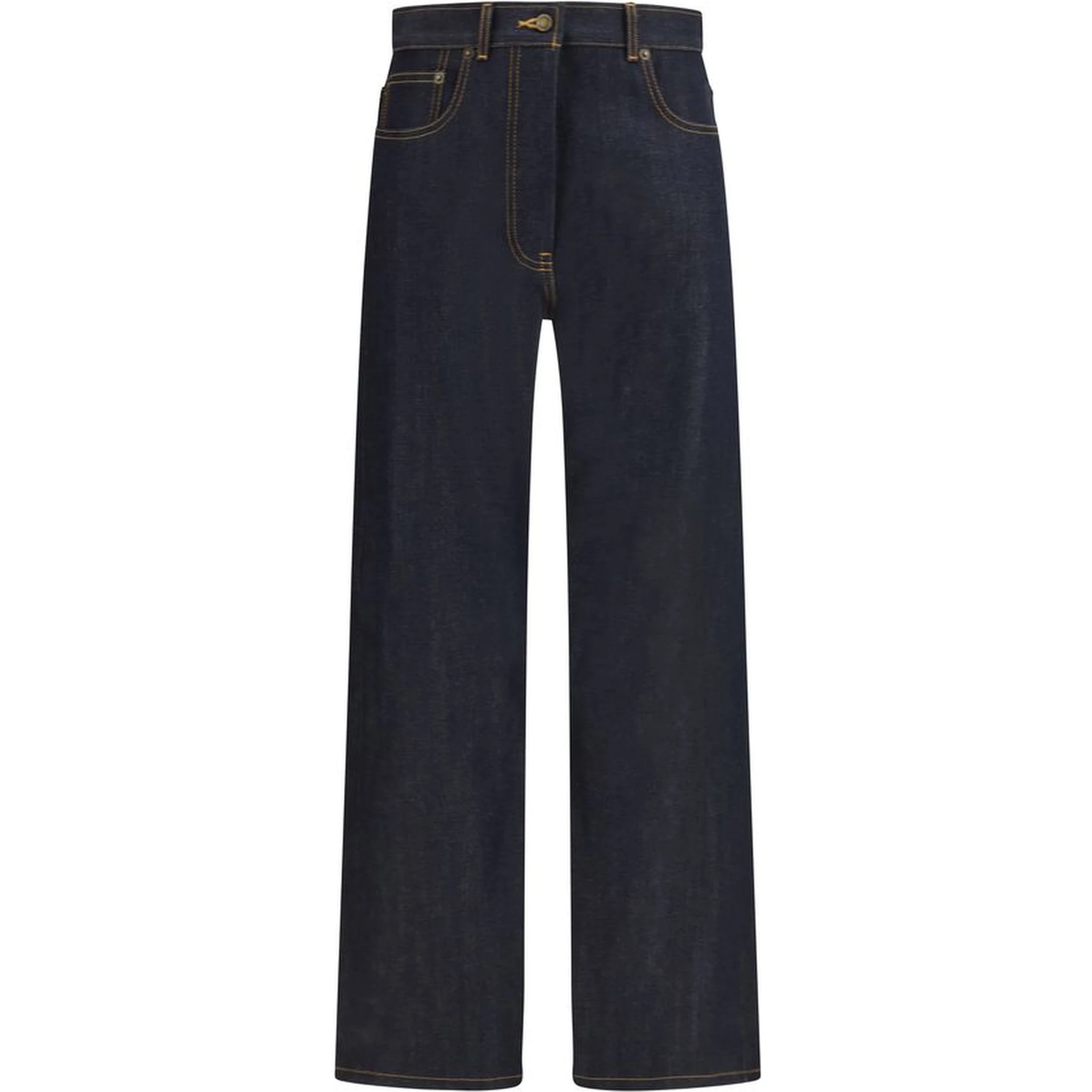 بنطلون جينز أزرق قطني بقصة مستقيمة