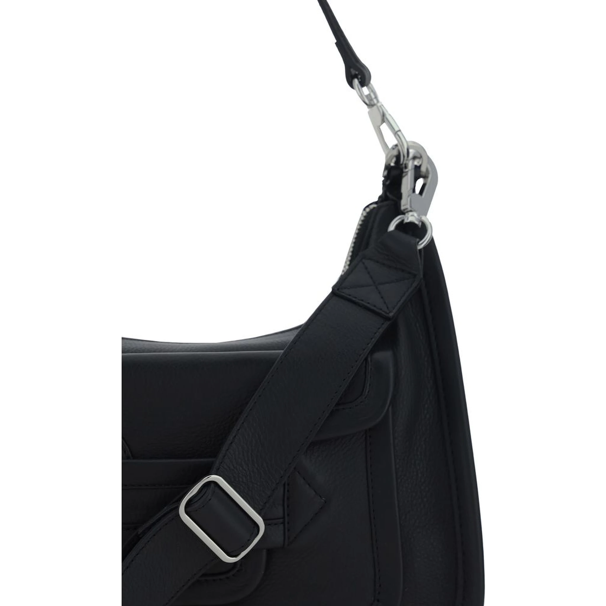 حقيبة كتف بوس توروس من جلد العجل الأسود