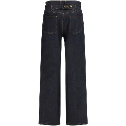 بنطلون جينز أزرق قطني بقصة مستقيمة