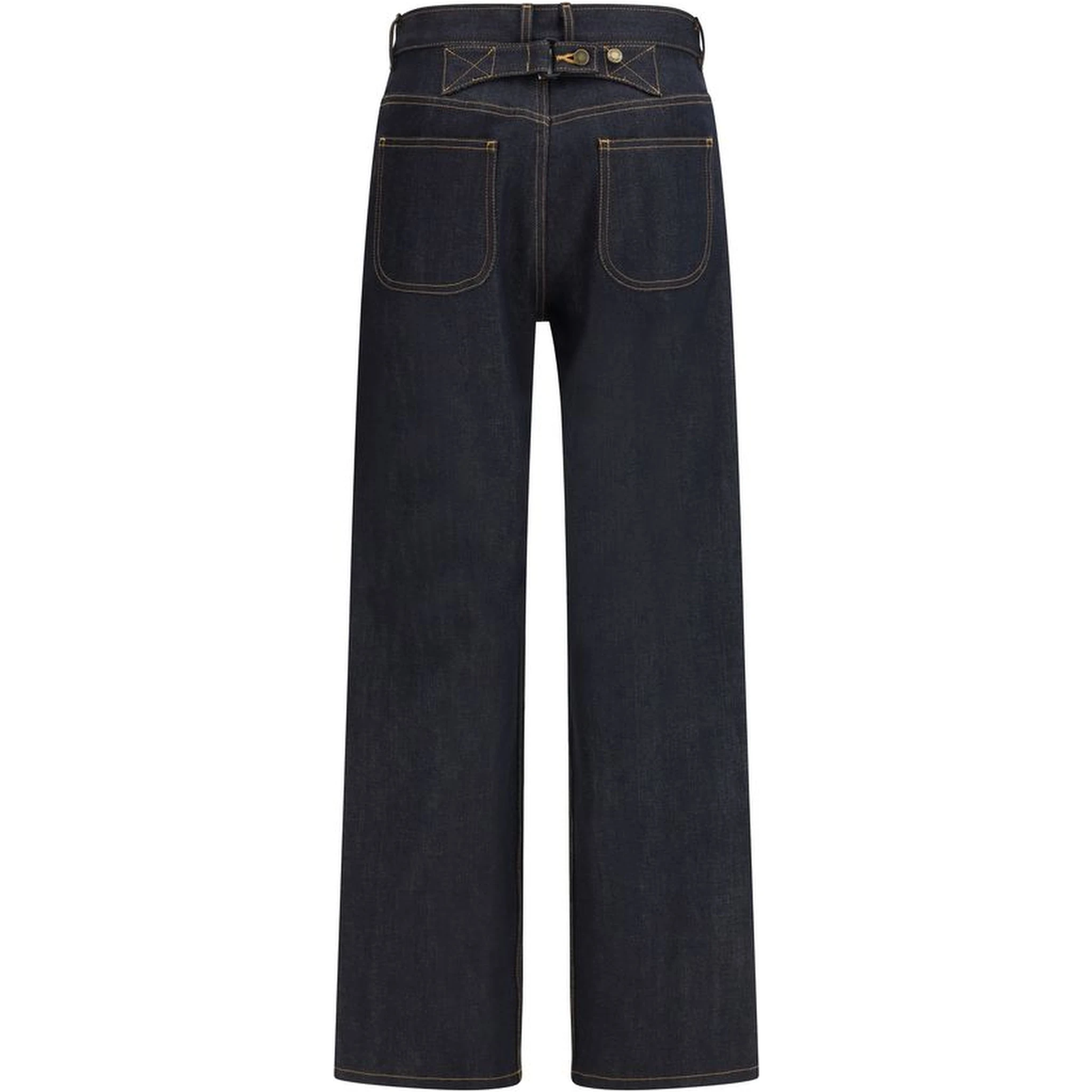 بنطلون جينز أزرق قطني بقصة مستقيمة