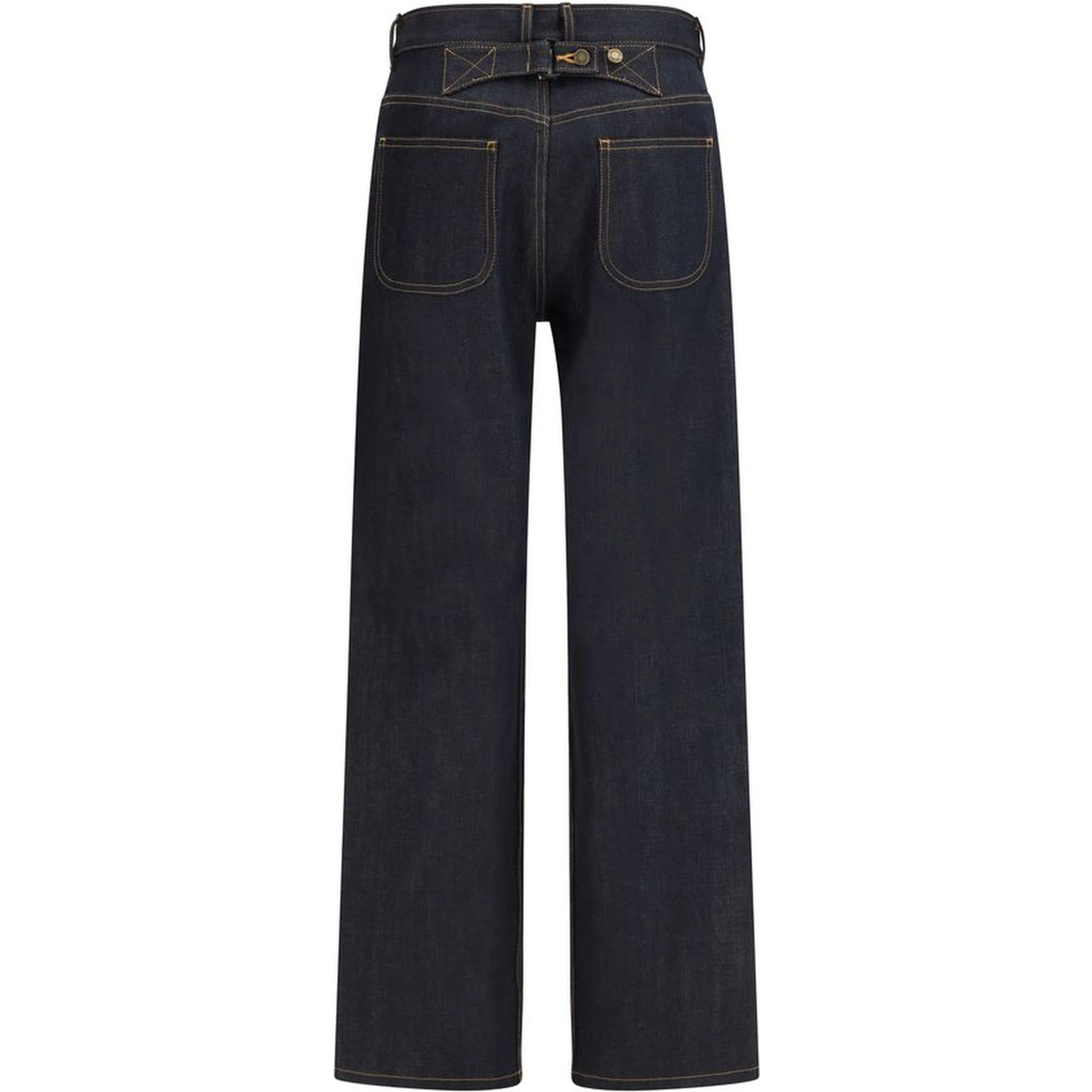 Blue Cotton Straight-Leg Jeans