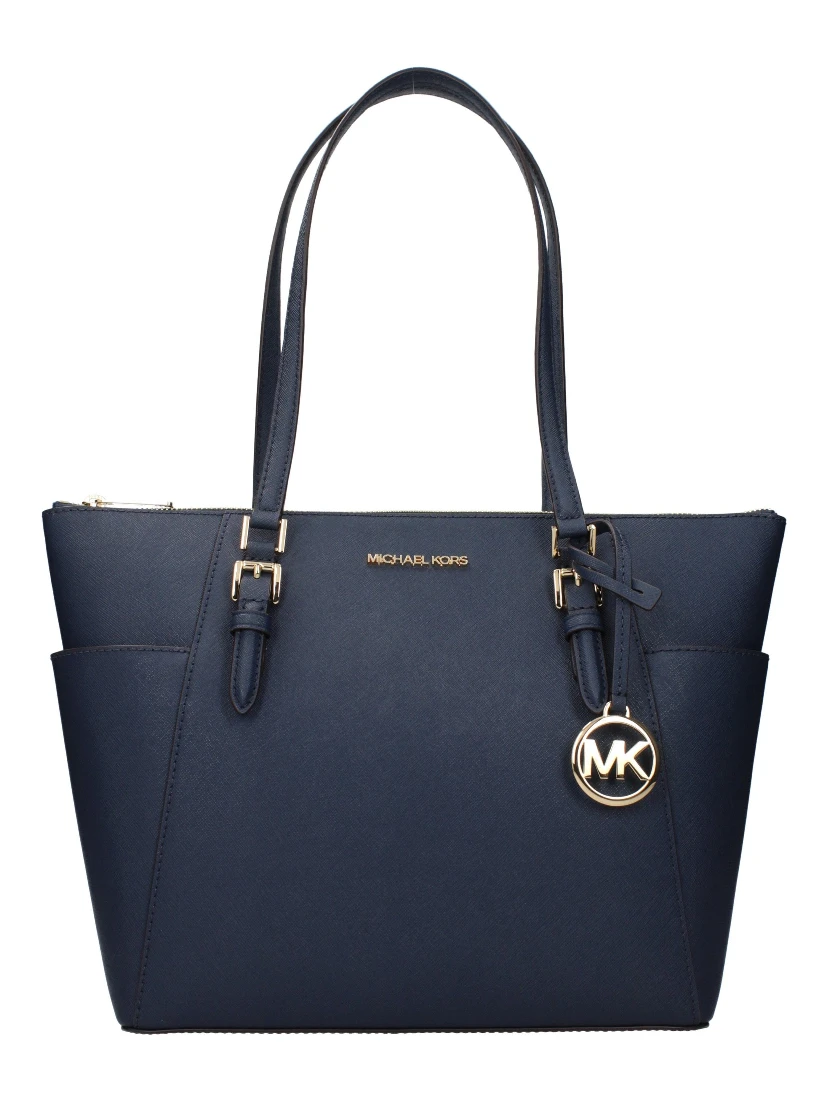 حقيبة كتف من الجلد الأزرق