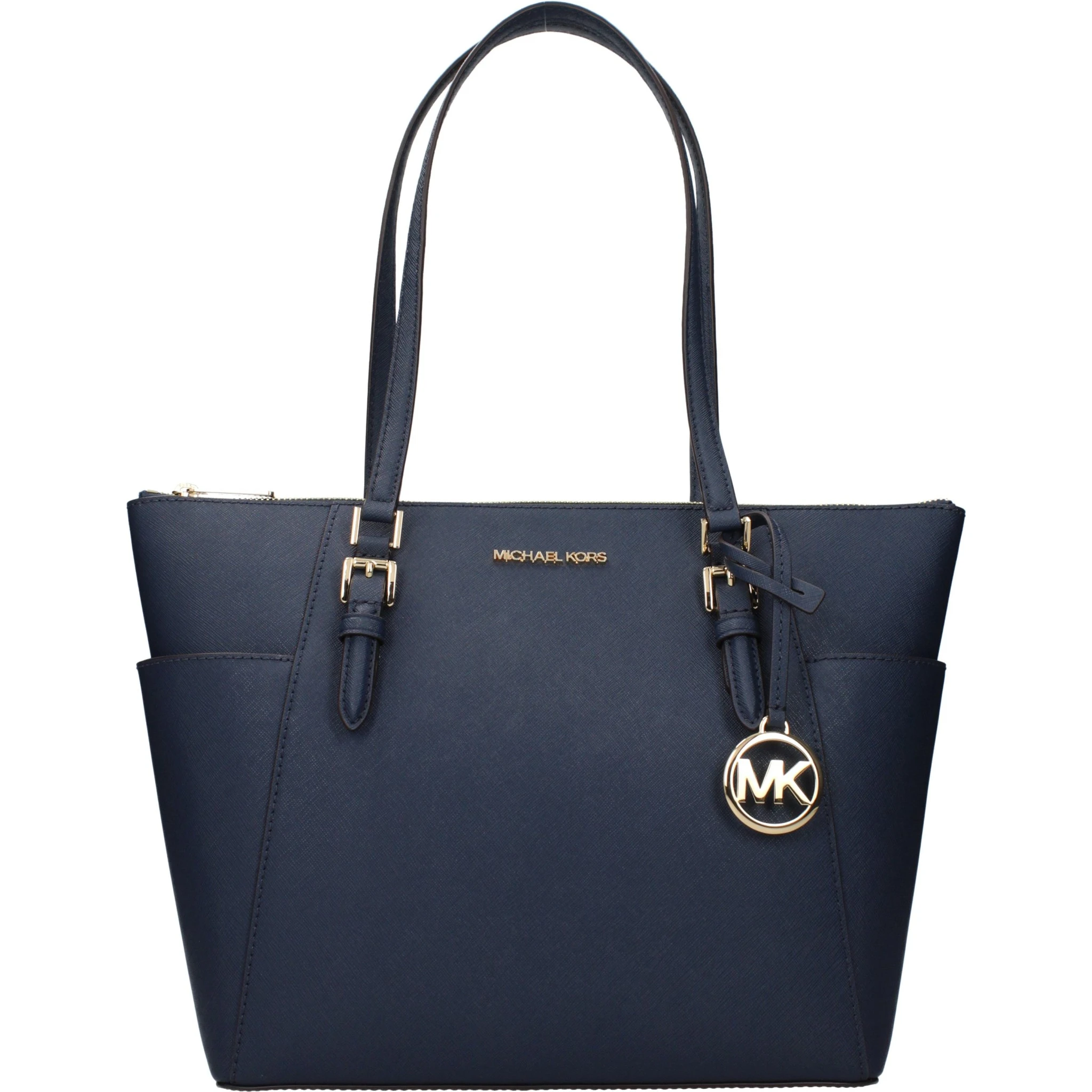 حقيبة كتف من الجلد الأزرق