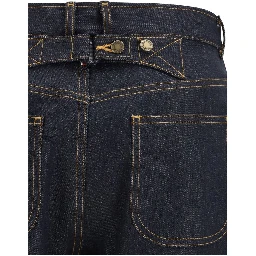 بنطلون جينز أزرق قطني بقصة مستقيمة