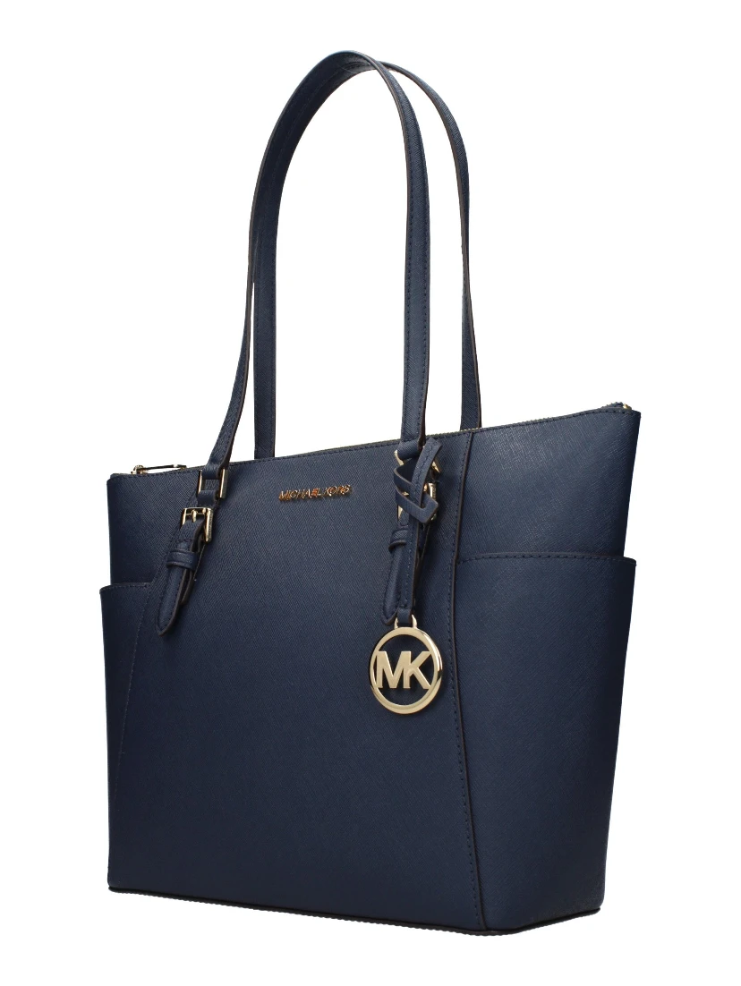 حقيبة كتف من الجلد الأزرق