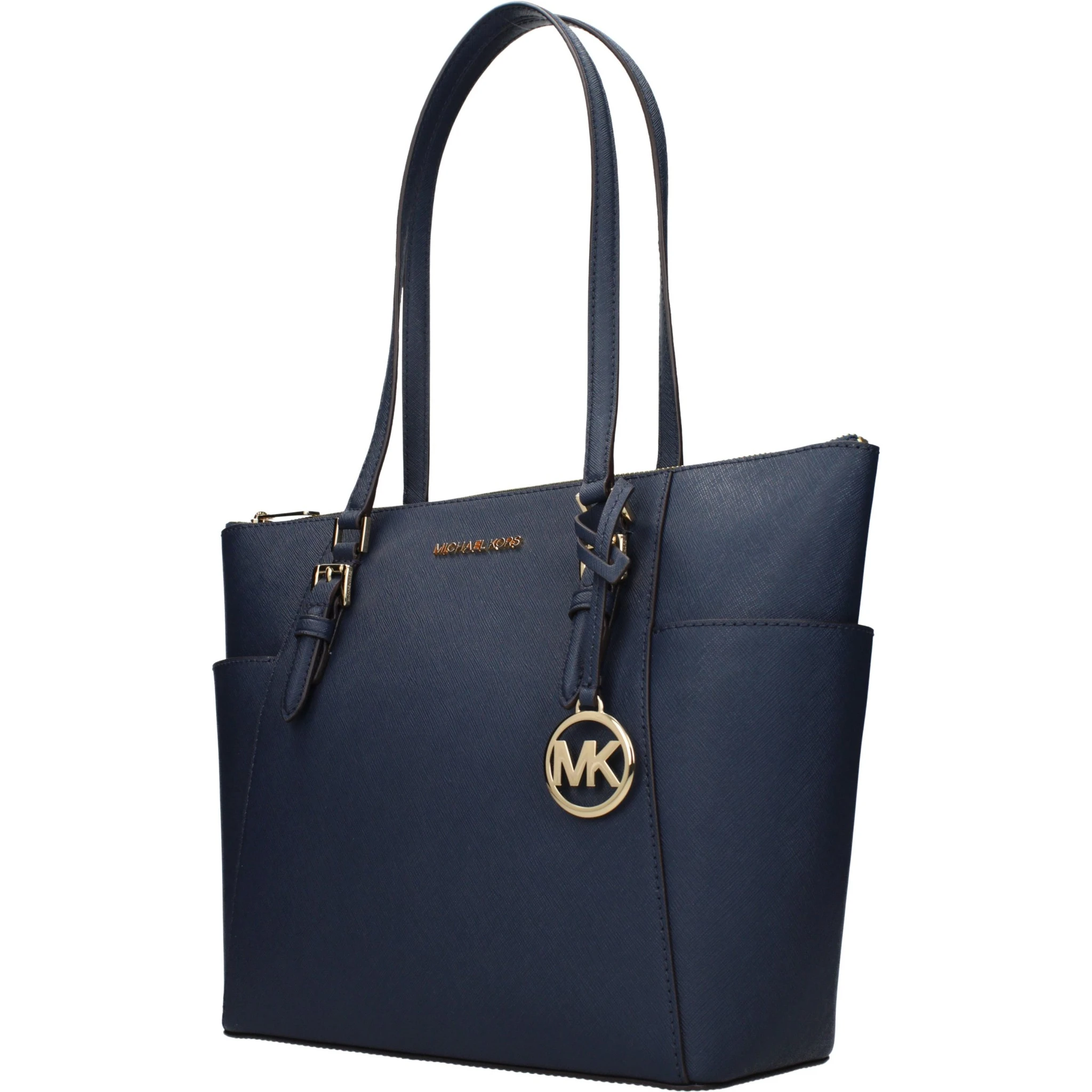 حقيبة كتف من الجلد الأزرق