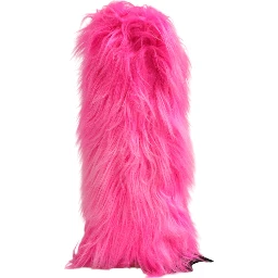 Pink Faux Fur Leather High Heels Boots Shoes