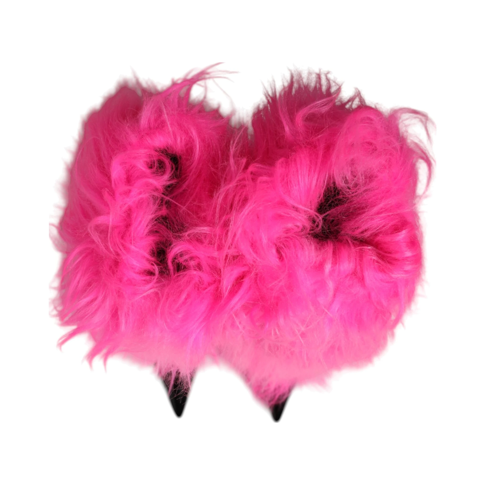 Pink Faux Fur Leather High Heels Boots Shoes