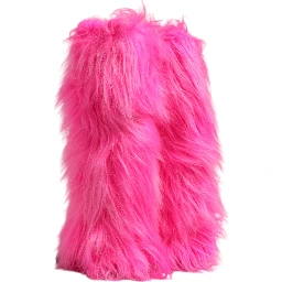 Pink Faux Fur Leather High Heels Boots Shoes