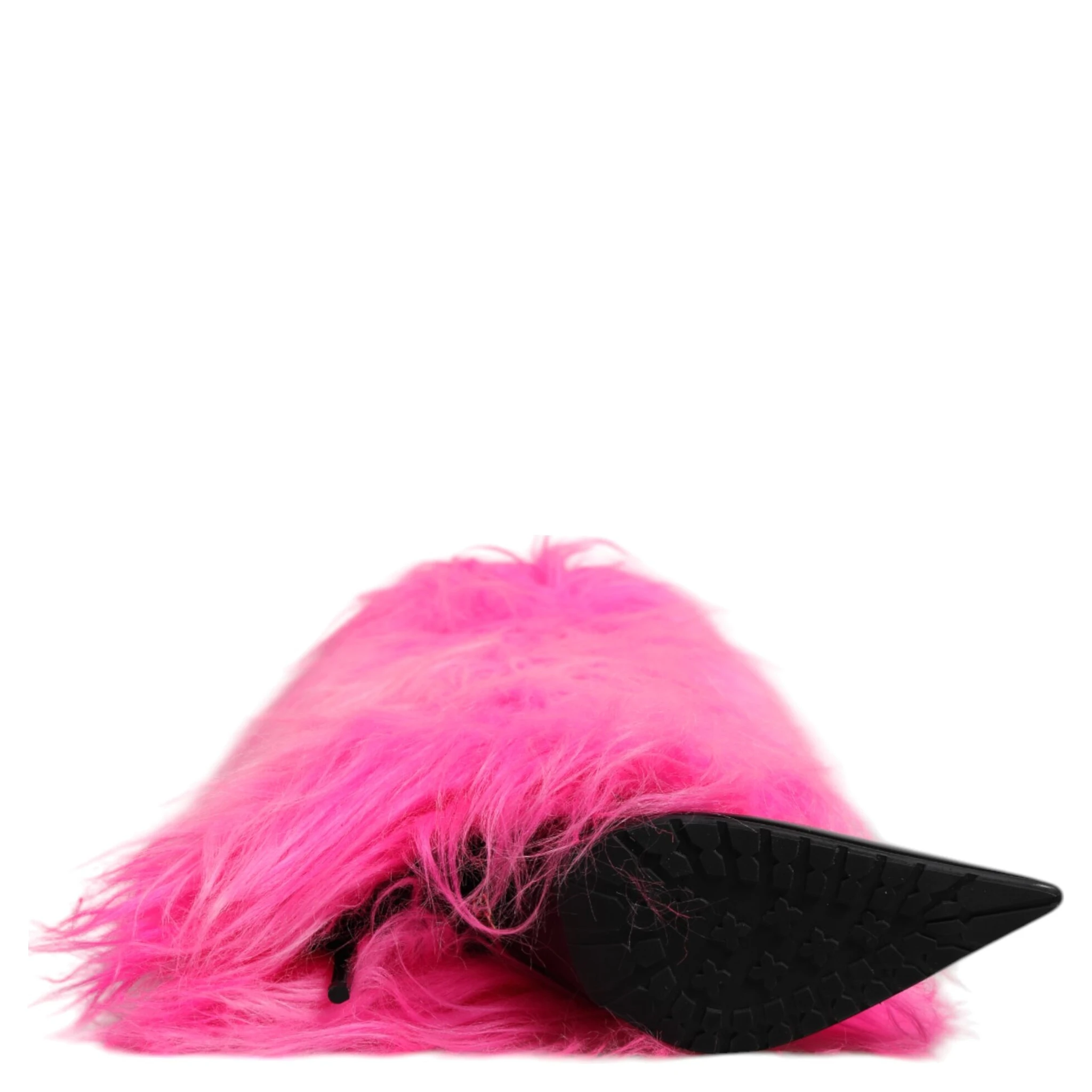 Pink Faux Fur Leather High Heels Boots Shoes