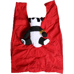 Men Red Polyester Panda Stuffed Ecobag Tote Borse Bag