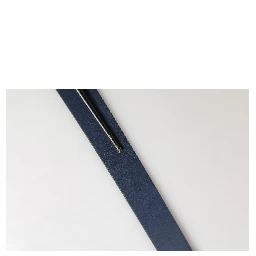 Blue Calf Leather Logo Metal Buckle Belt