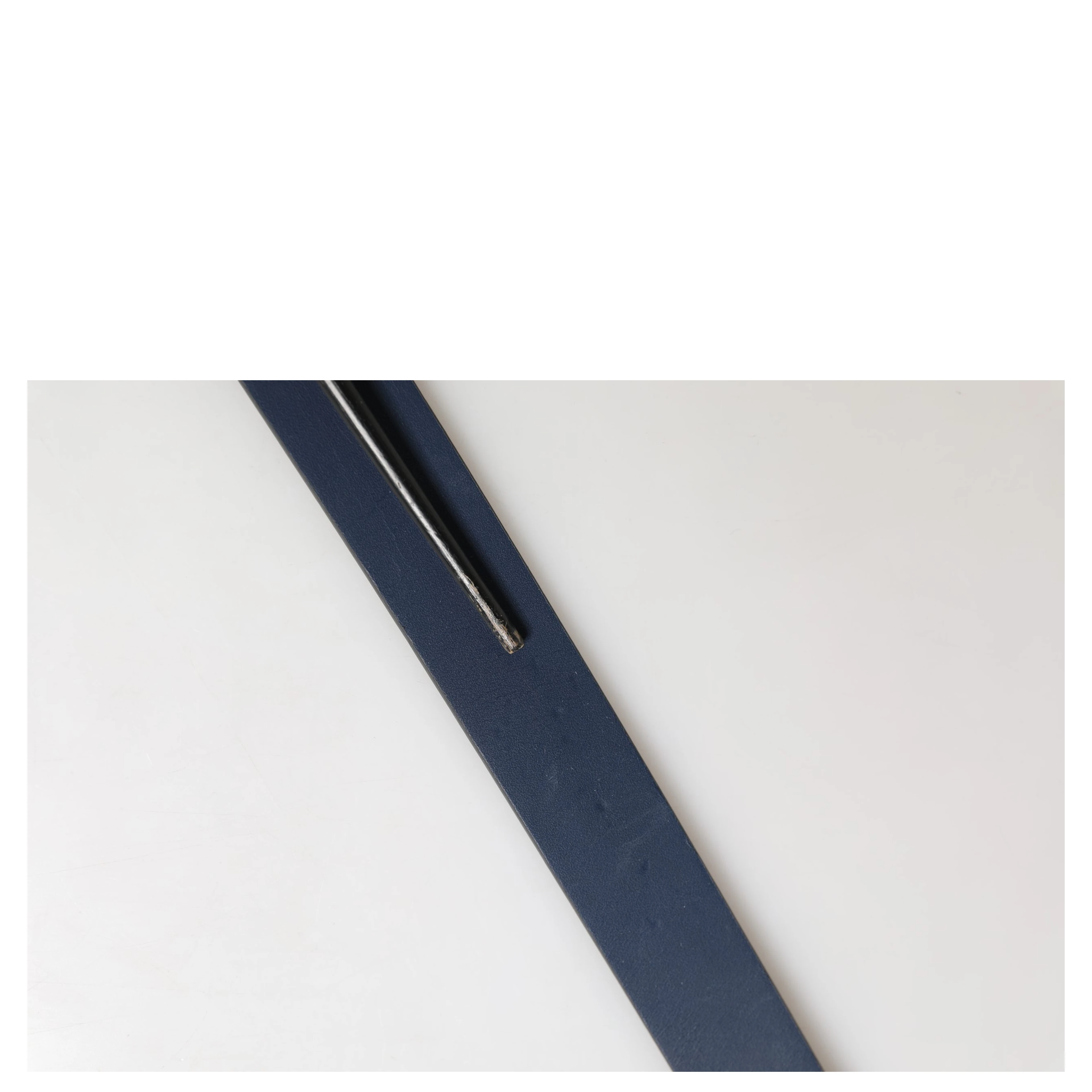 Blue Calf Leather Logo Metal Buckle Belt