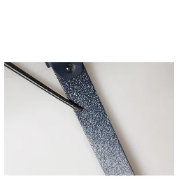 Blue Calf Leather Logo Metal Buckle Belt