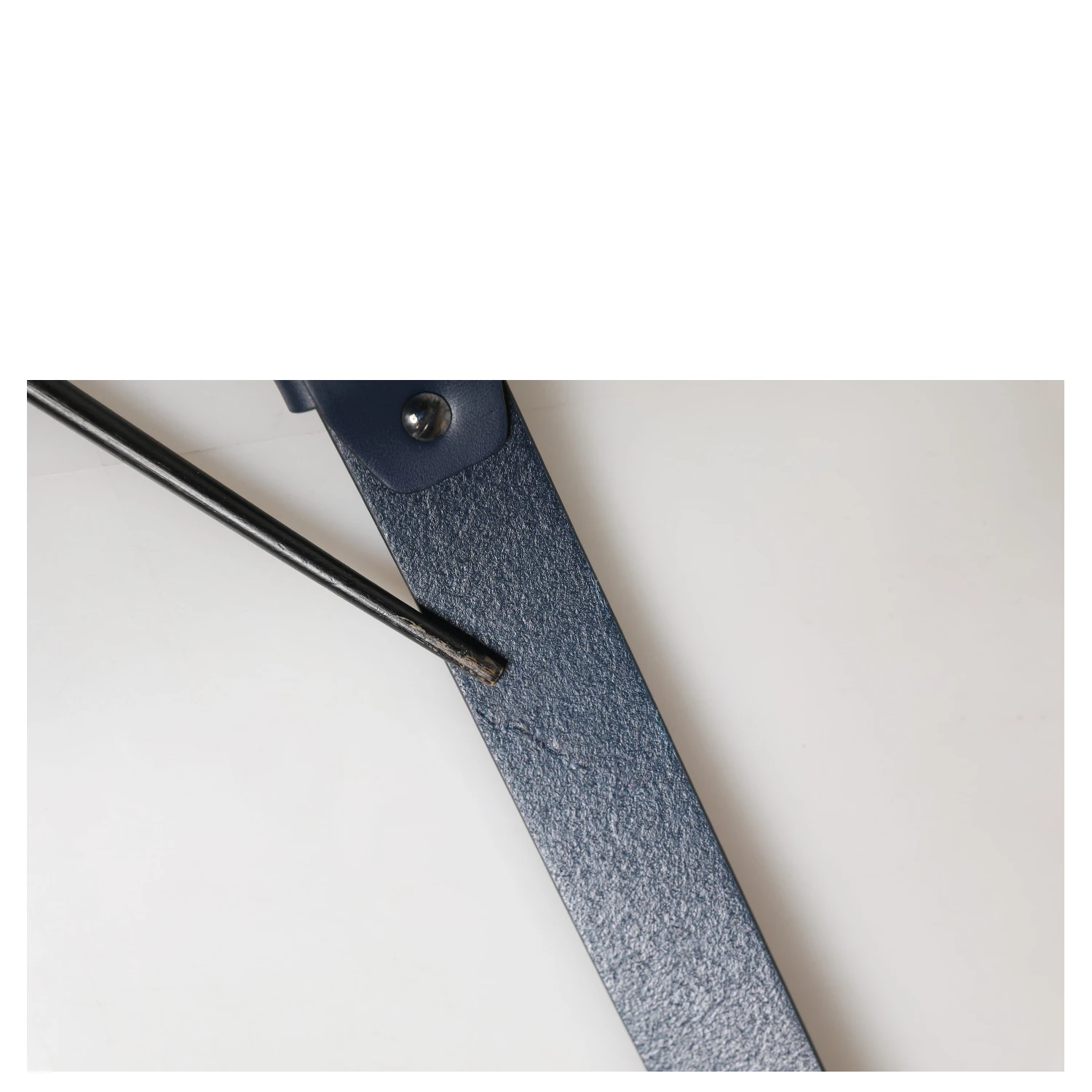 Blue Calf Leather Logo Metal Buckle Belt