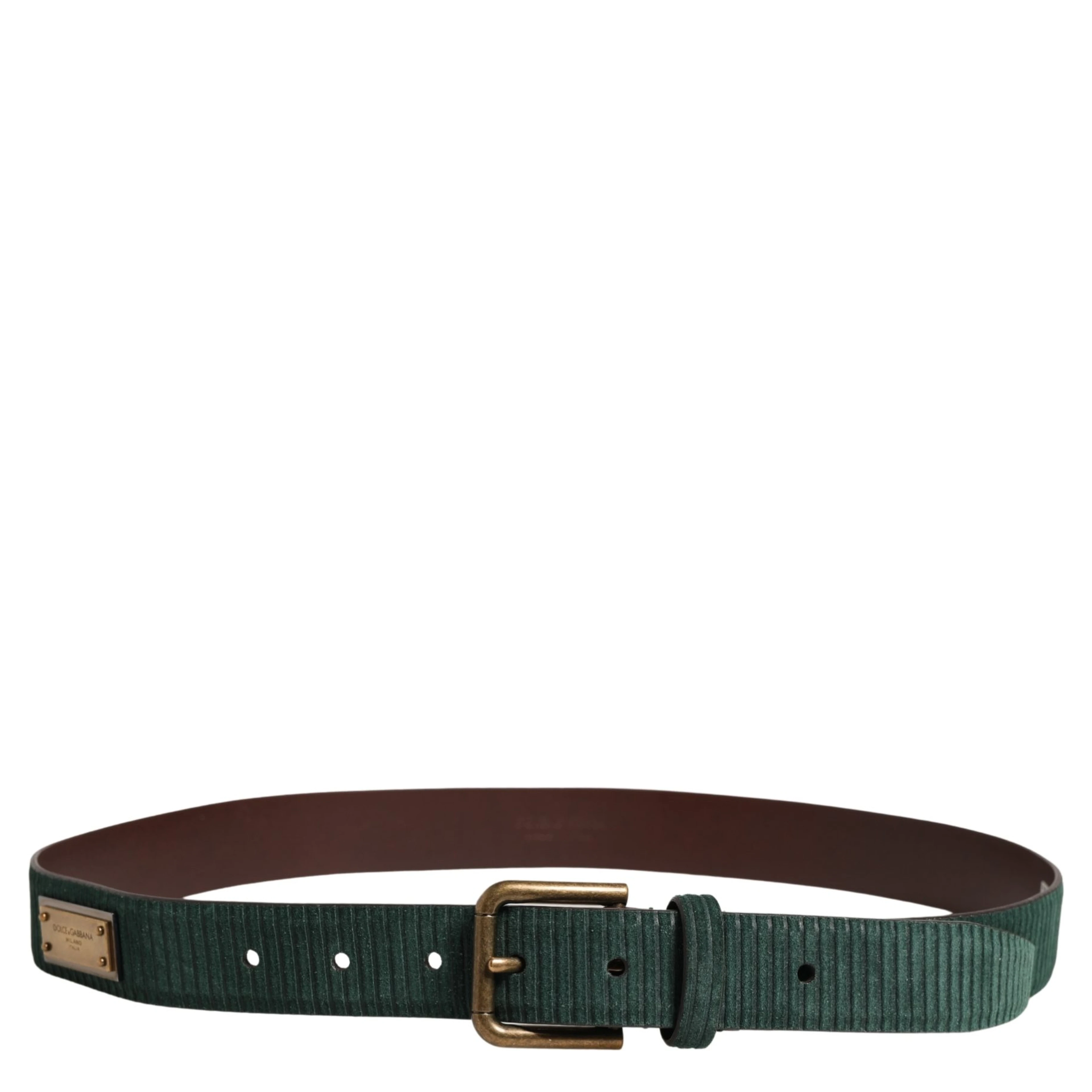 Men Green Velvet Leather Metal Buckle Belt