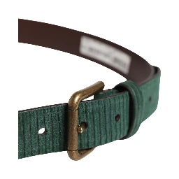 Men Green Velvet Leather Metal Buckle Belt
