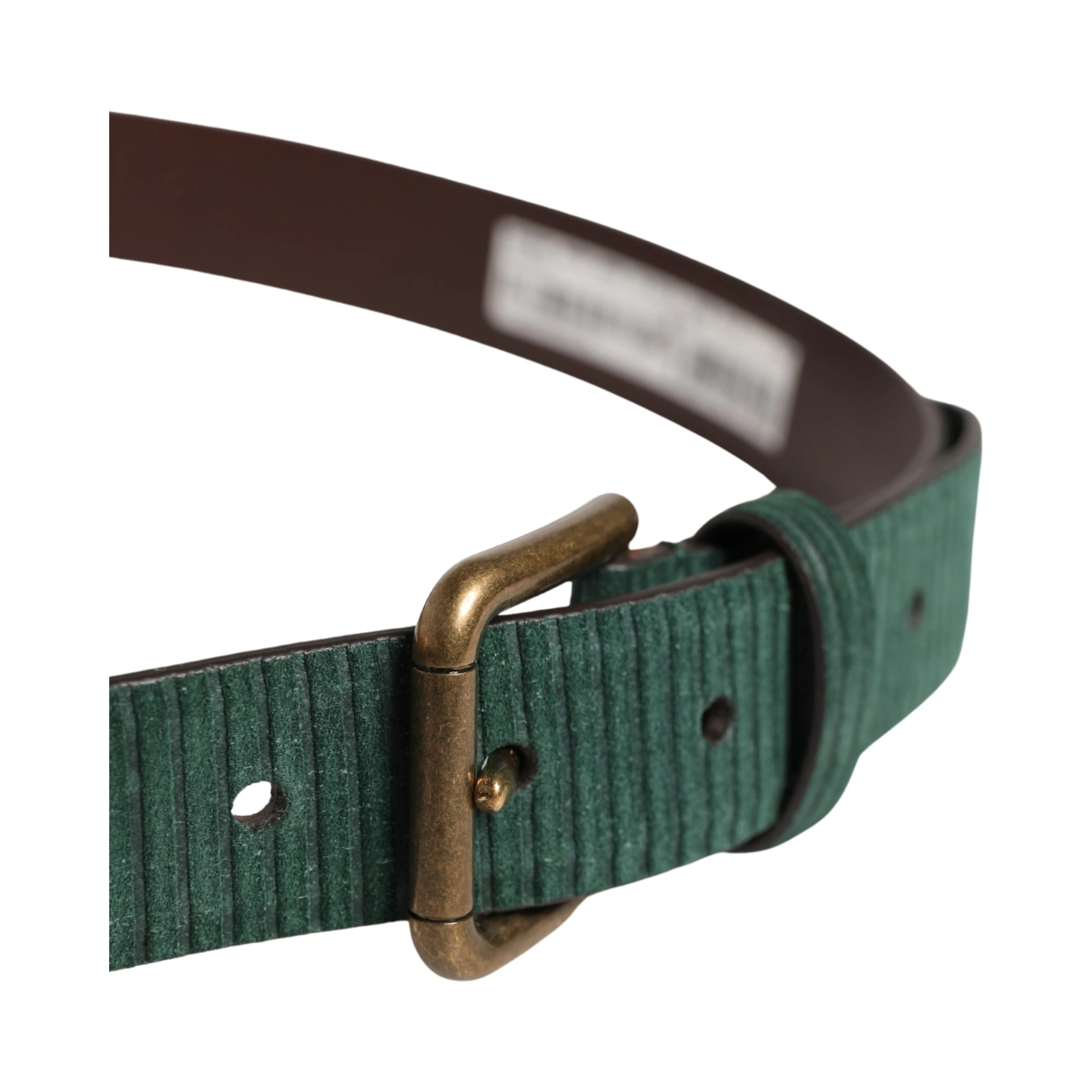 Men Green Velvet Leather Metal Buckle Belt