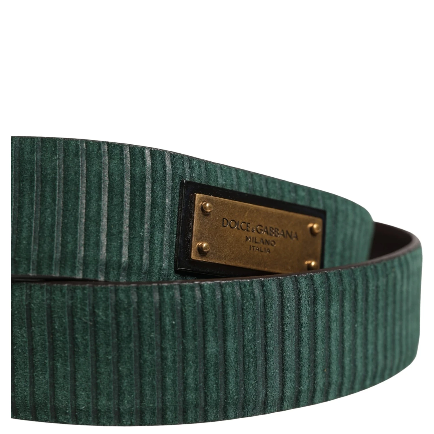 Men Green Velvet Leather Metal Buckle Belt