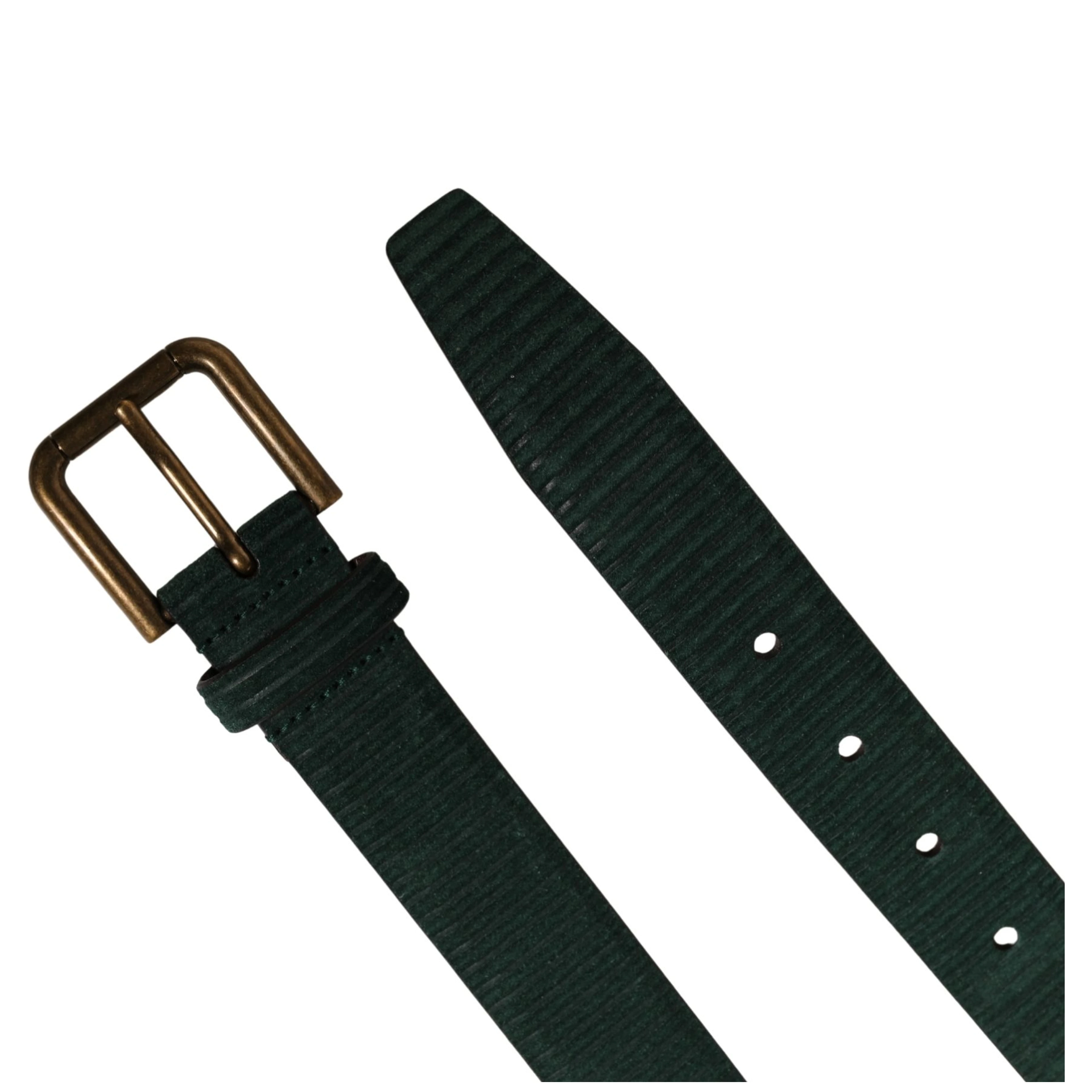 Men Green Velvet Leather Metal Buckle Belt
