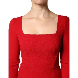 Red Viscose Sheath Bodycon Mermaid Dress