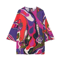 ORCHID PRINT CAPE BLOUSE