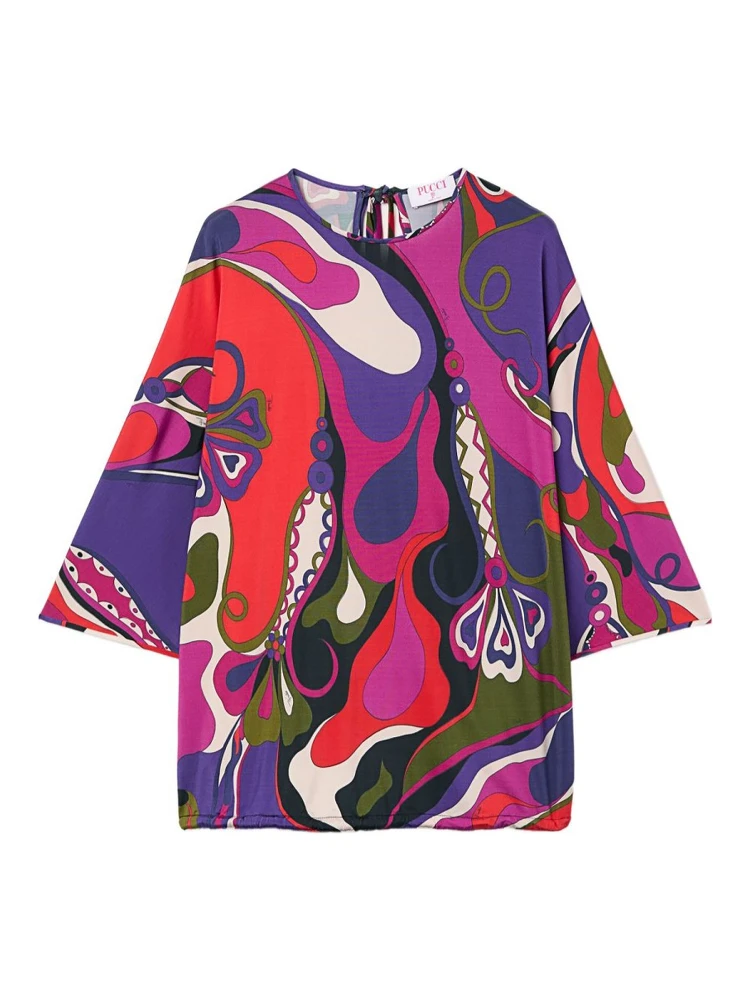 ORCHID PRINT CAPE BLOUSE