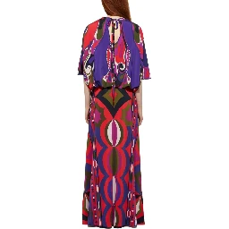 ORCHID PRINT CAPE BLOUSE