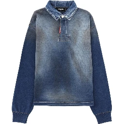 POLO SHIRT WITH DENIM EFFECT