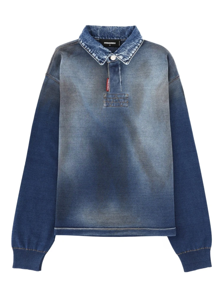 POLO SHIRT WITH DENIM EFFECT
