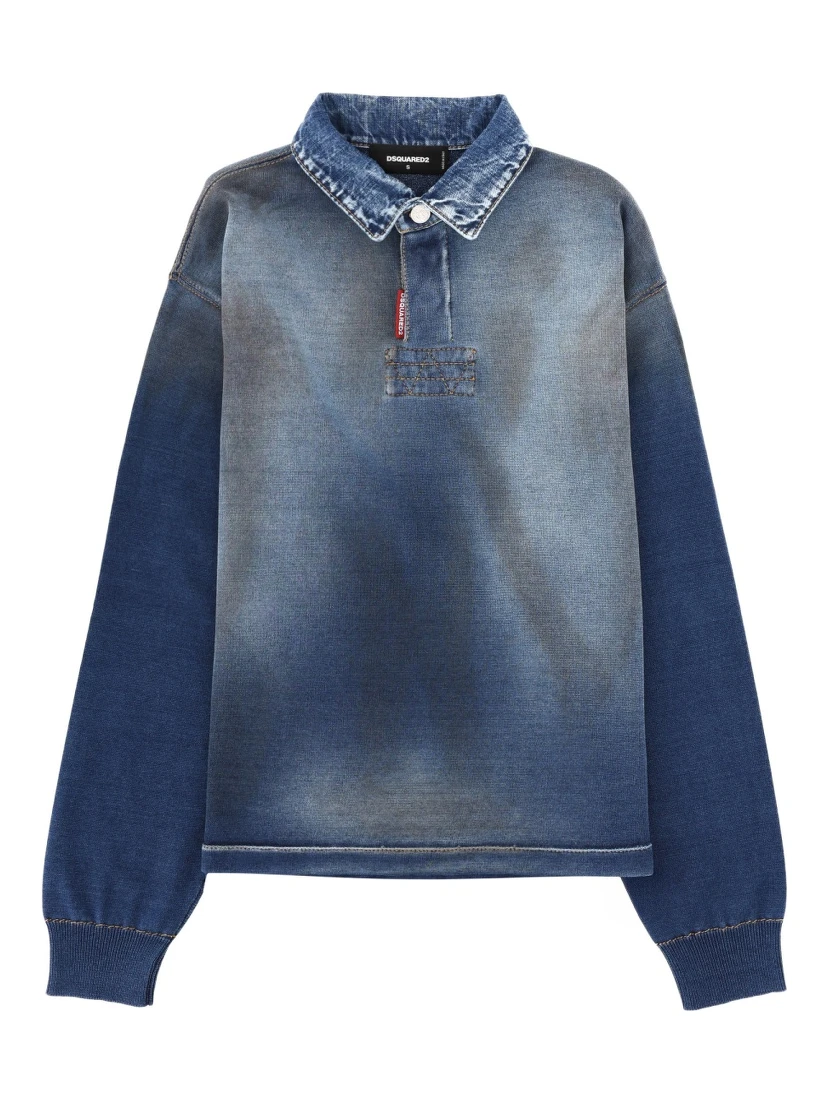 POLO SHIRT WITH DENIM EFFECT