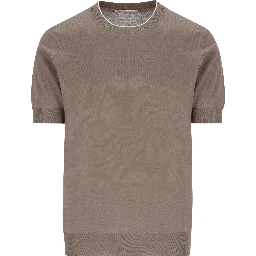 fine-knit short-sleeve cotton jumper