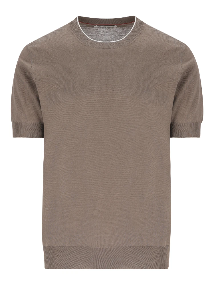 fine-knit short-sleeve cotton jumper