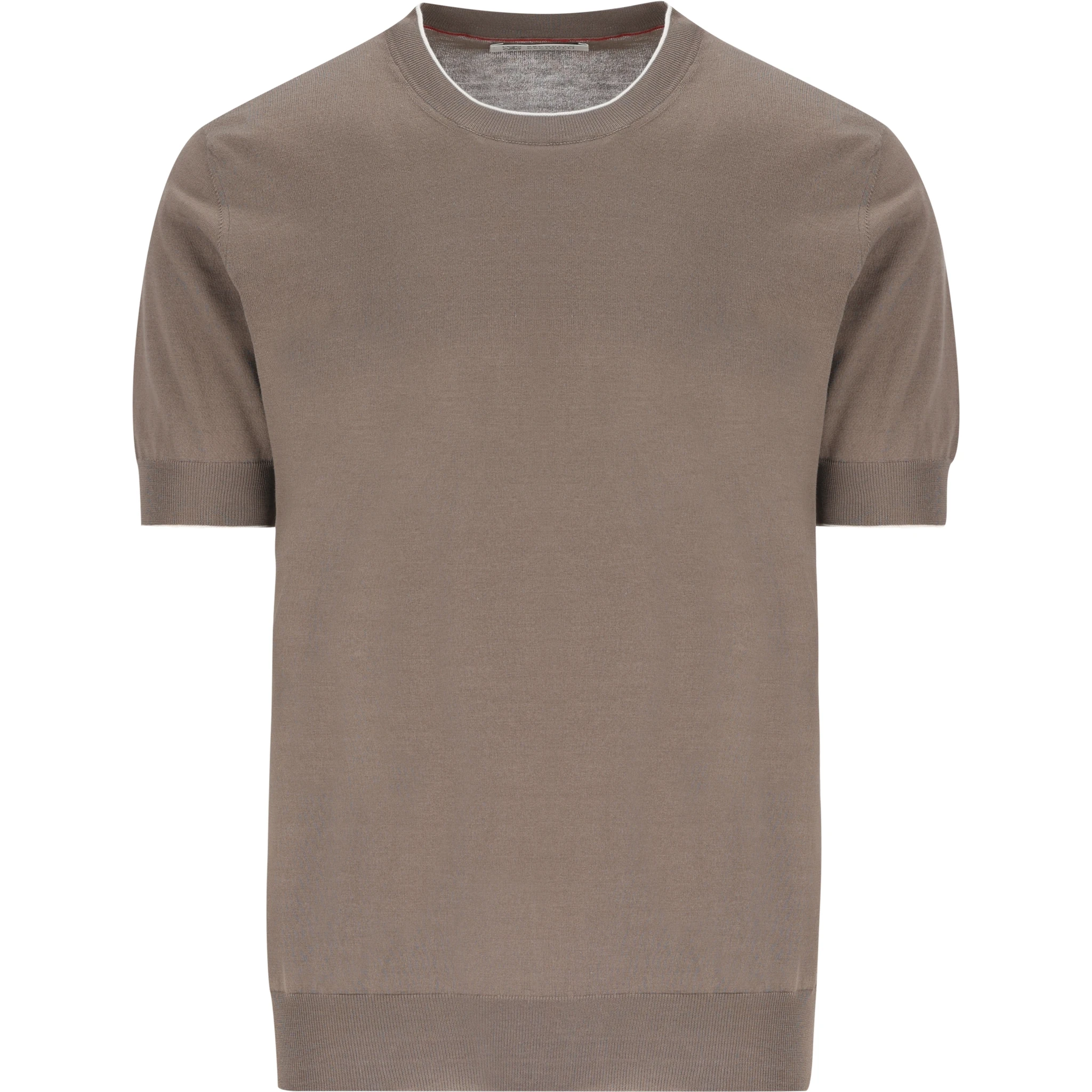 fine-knit short-sleeve cotton jumper