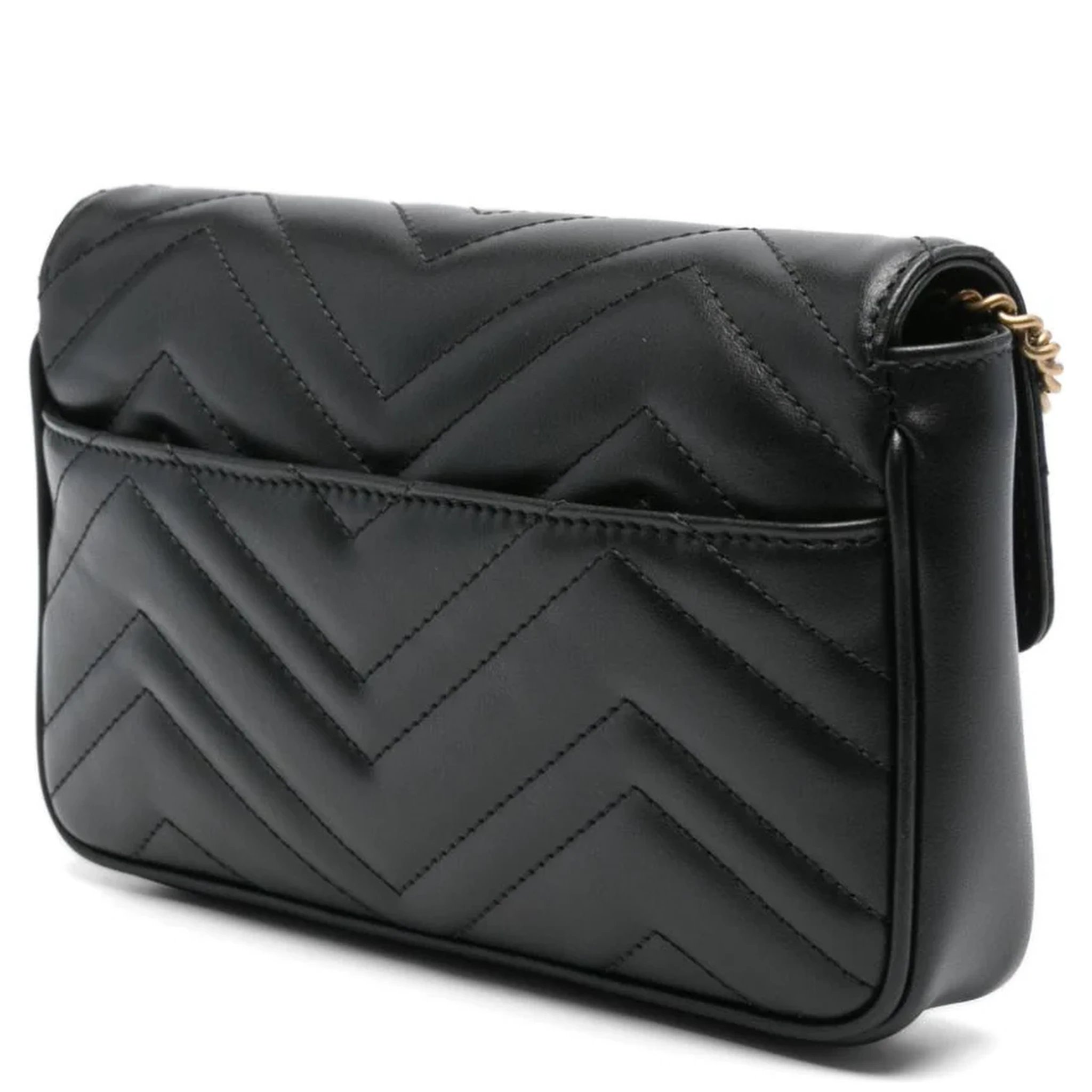 GG Marmont shoulder bag in black matelassé chevron leather